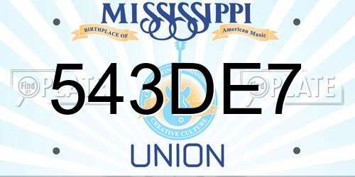 543DE7 Mississippi License Plate