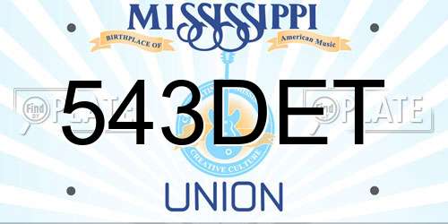 543DET Mississippi License Plate