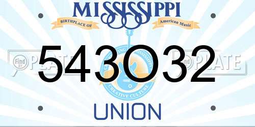 543O32 Mississippi License Plate