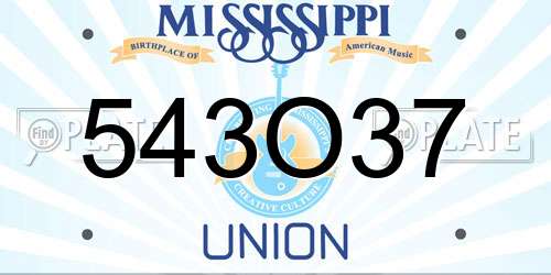 543O37 Mississippi License Plate