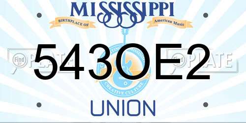 543OE2 Mississippi License Plate