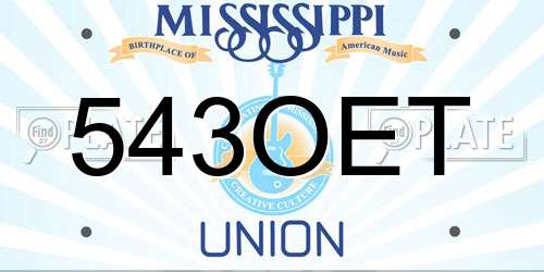 543OET Mississippi License Plate