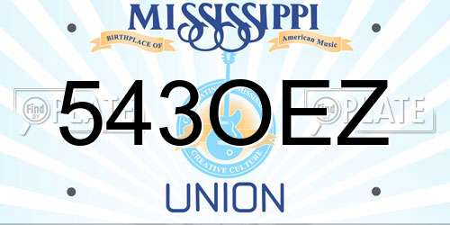 543OEZ Mississippi License Plate