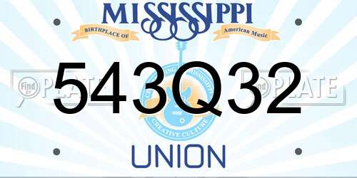 543Q32 Mississippi License Plate