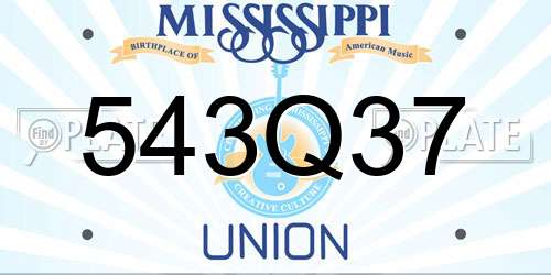 543Q37 Mississippi License Plate