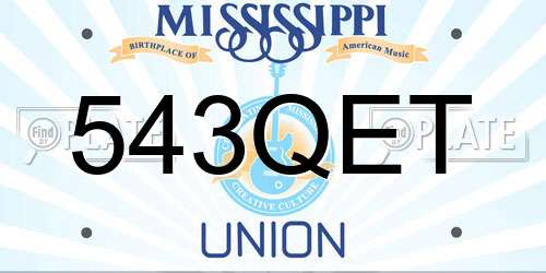 543QET Mississippi License Plate