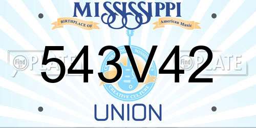 543V42 Mississippi License Plate