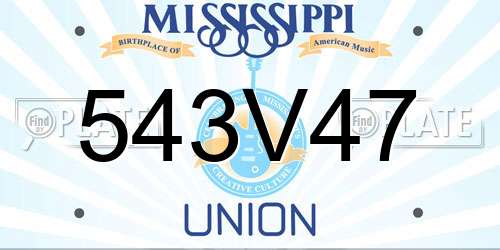 543V47 Mississippi License Plate