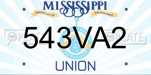 543VA2 Mississippi License Plate