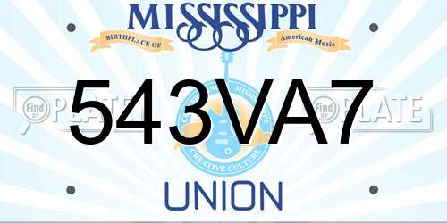 543VA7 Mississippi License Plate