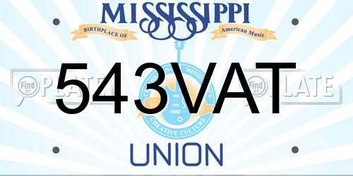 543VAT Mississippi License Plate