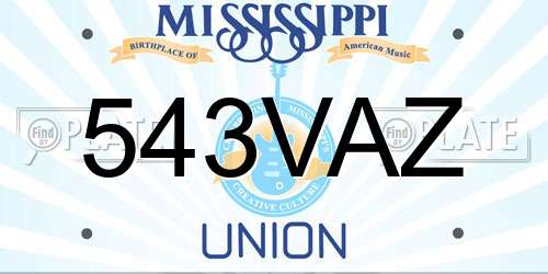543VAZ Mississippi License Plate