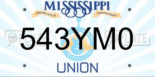 543YM0 Mississippi License Plate