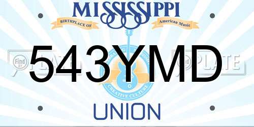 543YMD Mississippi License Plate
