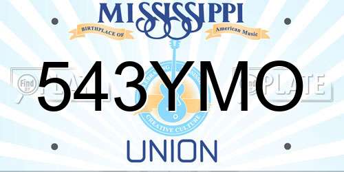 543YMO Mississippi License Plate