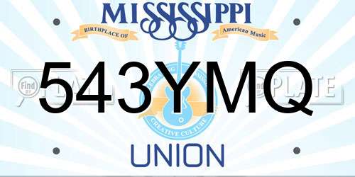 543YMQ Mississippi License Plate