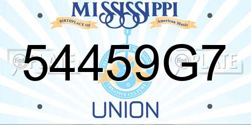 54459G7 Mississippi License Plate