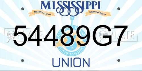 54489G7 Mississippi License Plate