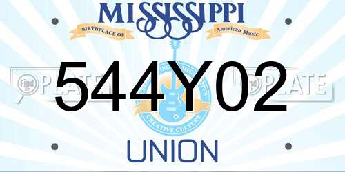 544Y02 Mississippi License Plate