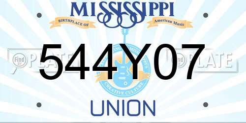 544Y07 Mississippi License Plate