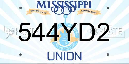 544YD2 Mississippi License Plate