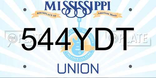 544YDT Mississippi License Plate