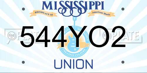 544YO2 Mississippi License Plate
