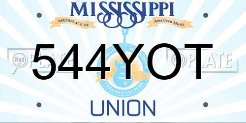 544YOT Mississippi License Plate