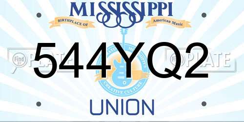 544YQ2 Mississippi License Plate