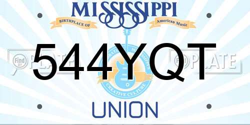 544YQT Mississippi License Plate