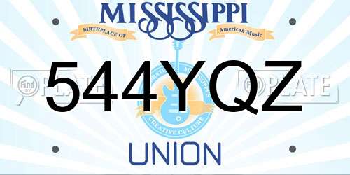 544YQZ Mississippi License Plate