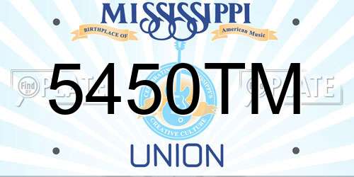 5450TM Mississippi License Plate