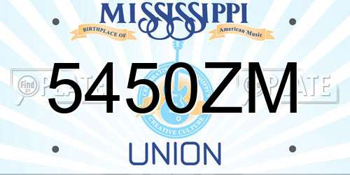 5450ZM Mississippi License Plate