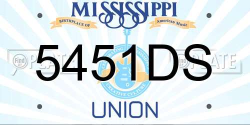 5451DS Mississippi License Plate