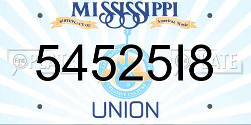54525I8 Mississippi License Plate