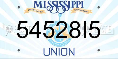 54528I5 Mississippi License Plate