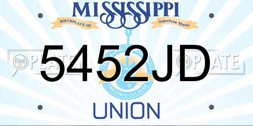 5452JD Mississippi License Plate