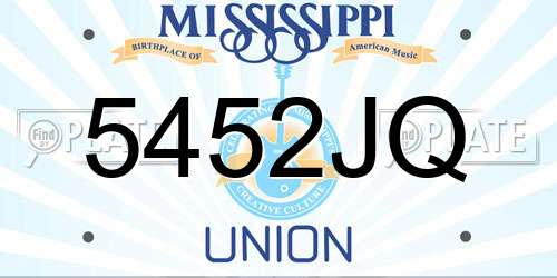 5452JQ Mississippi License Plate