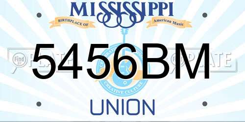 5456BM Mississippi License Plate