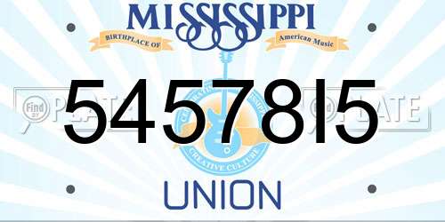 54578I5 Mississippi License Plate