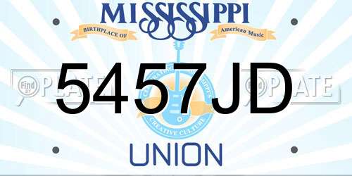 5457JD Mississippi License Plate