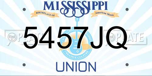 5457JQ Mississippi License Plate