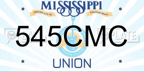 545CMC Mississippi License Plate