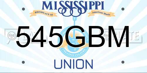 545GBM Mississippi License Plate