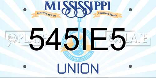 545IE5 Mississippi License Plate