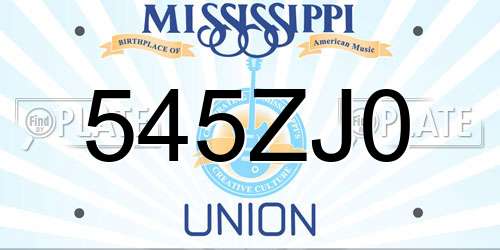 545ZJ0 Mississippi License Plate