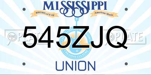 545ZJQ Mississippi License Plate