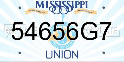 54656G7 Mississippi License Plate
