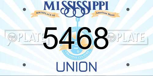 5468 Mississippi License Plate