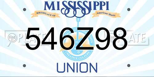 546Z98 Mississippi License Plate